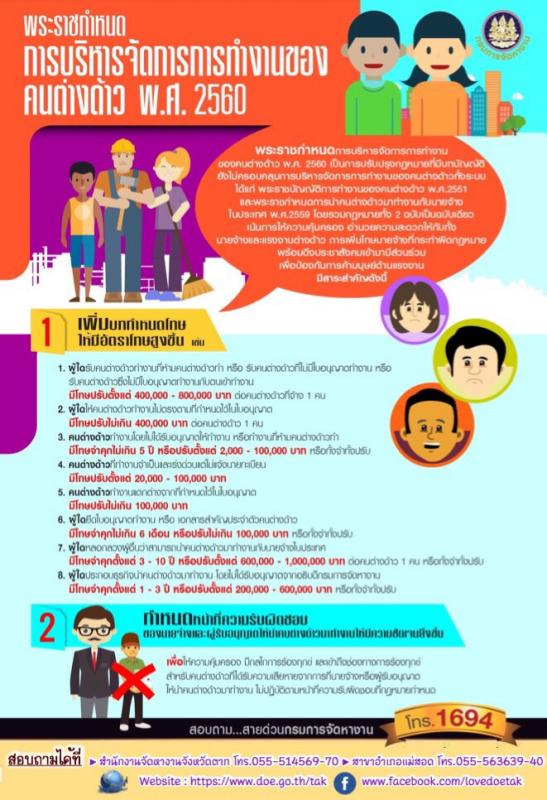 ประชาสัมพันธ์  การบริหารจัดการการทำงานของคนต่างด้าว พ.ศ.2560 