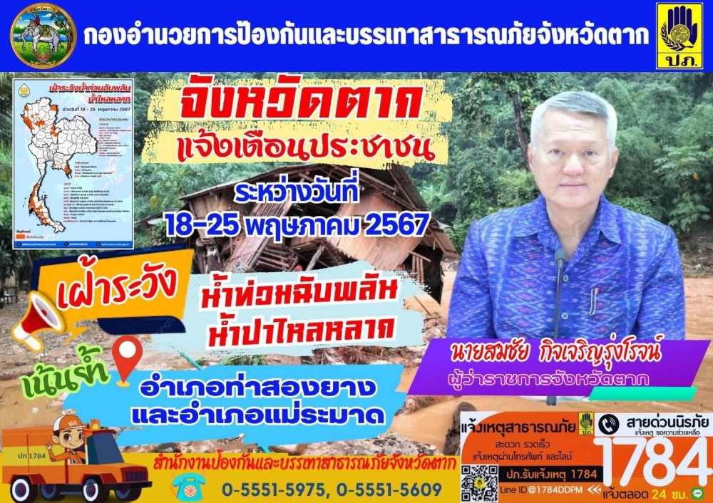 แจ้งเตือนฝนตกน้ำท่วมพื้นที่ภาคเหนือ